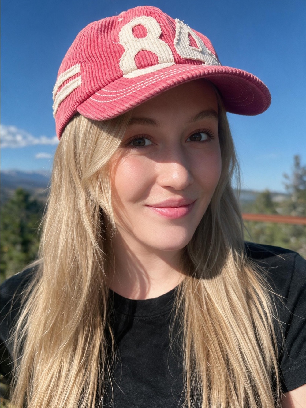 Free People Red Corduroy Distressed 84 Baseball Cap One Size